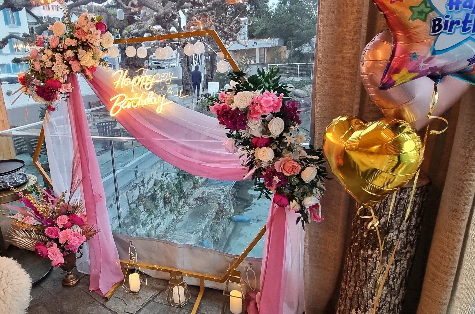 MD-FZ21 Festliche Foto Zone in Blush/Altrosa #MIETE#