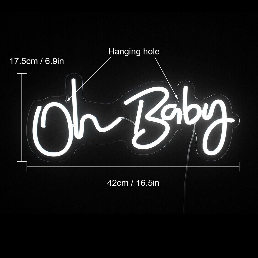 Schriftzug "Oh Baby" in Weiss #MIETE#