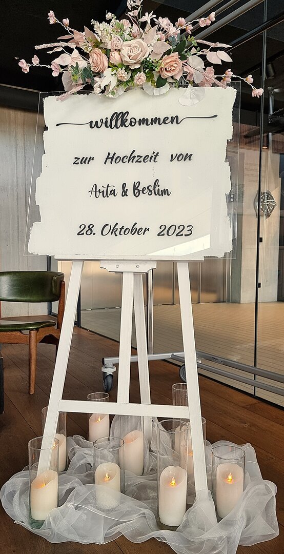 Willkommensschild individuelle Acrylglas Typ 14 #MIETE#