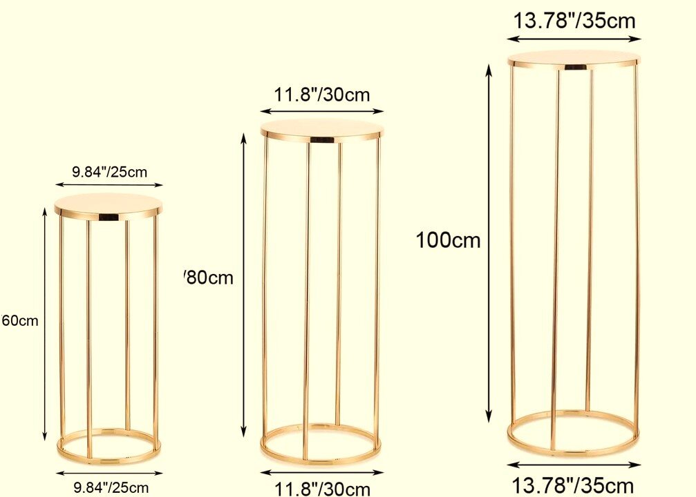 Geometrische goldene Deko-Säulen aus Metal #MIETE#