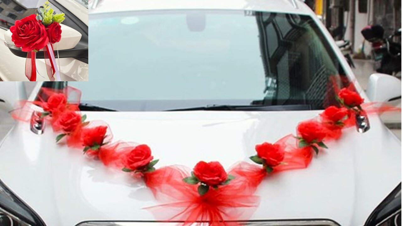 Hochzeitsauto Dekoration in Rot #KAUF#