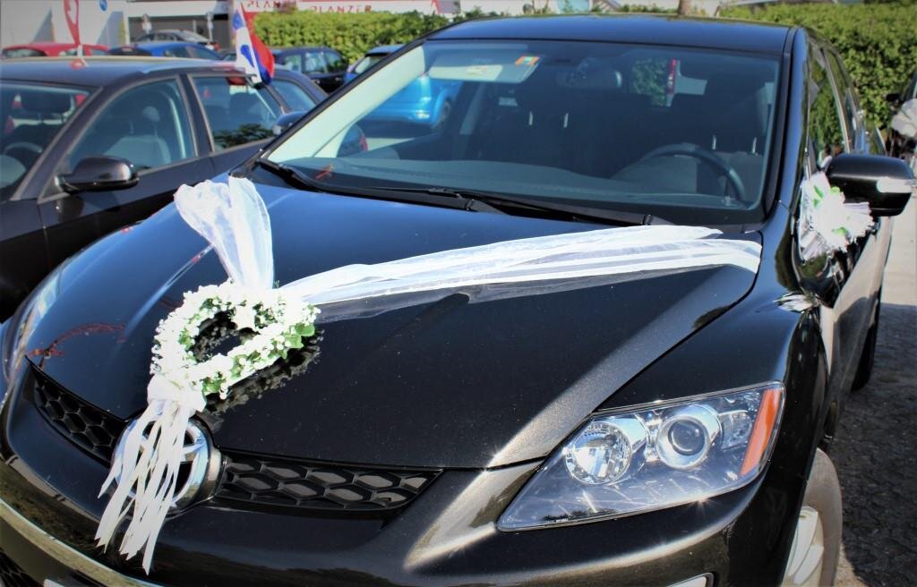 OA-AD09 Autodekoration in Weiss mit Herz #ONLINE-OFFERTE#