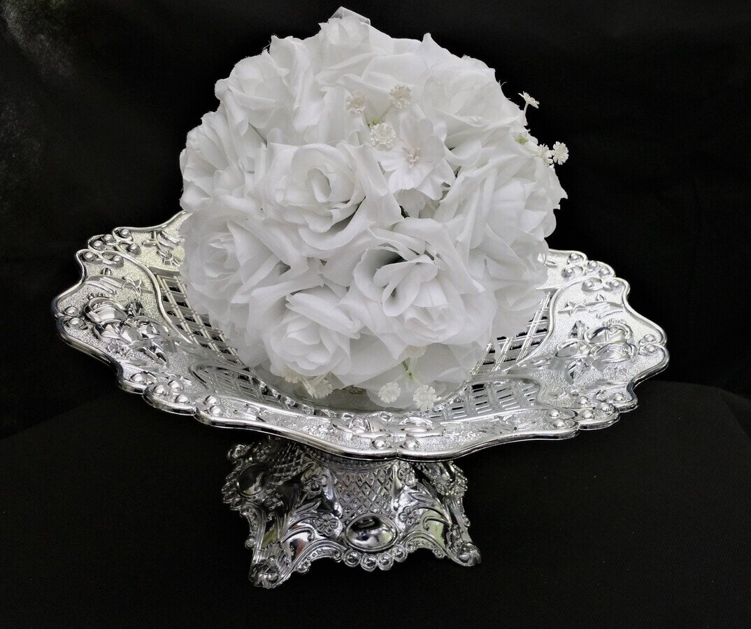 Dekorative Blumenschale in Silber #MIETE#