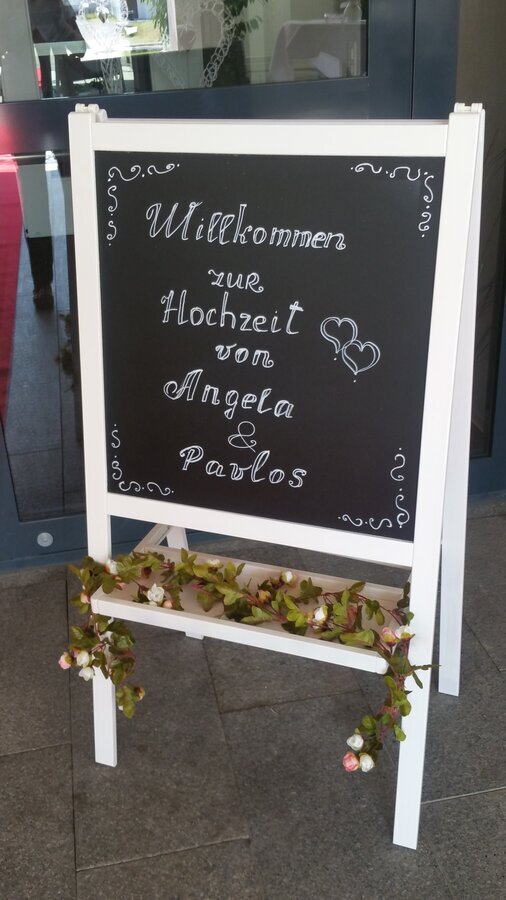 Willkommensschild mit Kreidetafel Weiss Typ 12 #MIETE#
