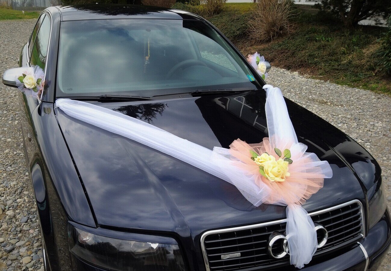 Autodekoration in Weiss-Cremé-Hellapricot #MIETE#