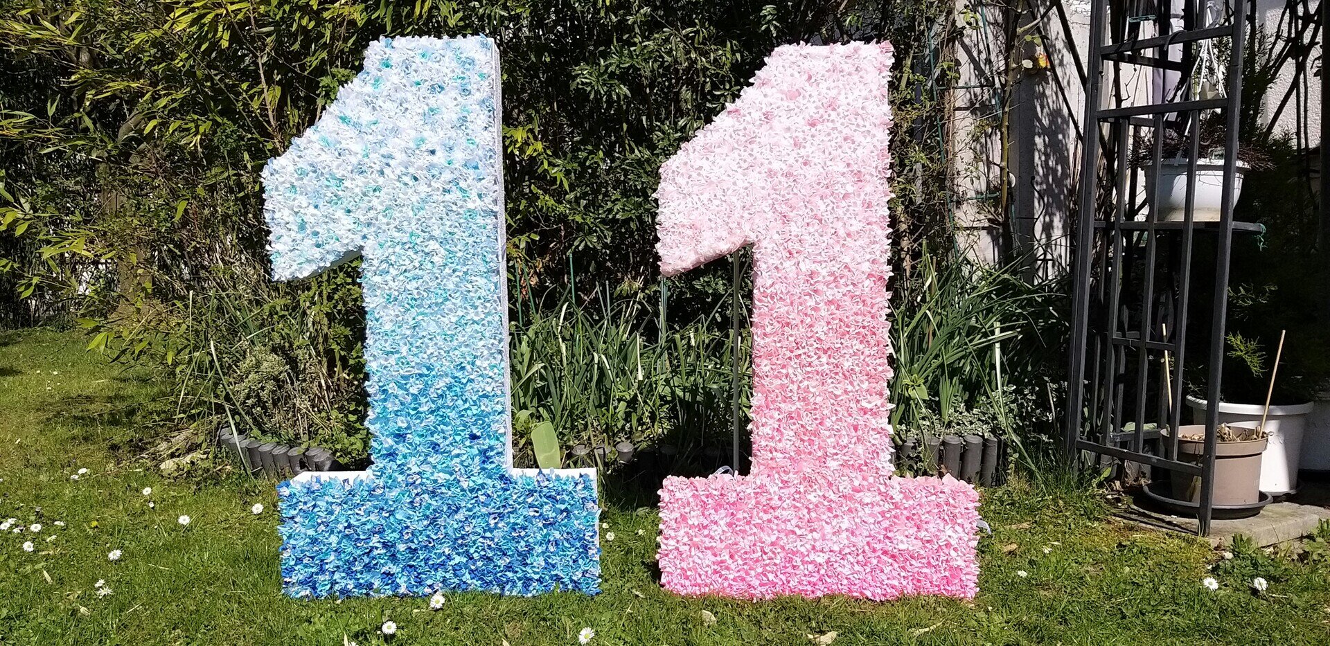 3D Zahl "1" für den ersten Geburtstag Blau oder Rosa