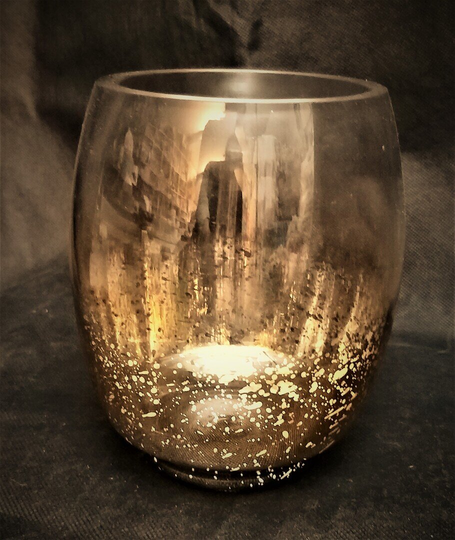 Glasvase / Teelichtglas in Gold #MIETE#