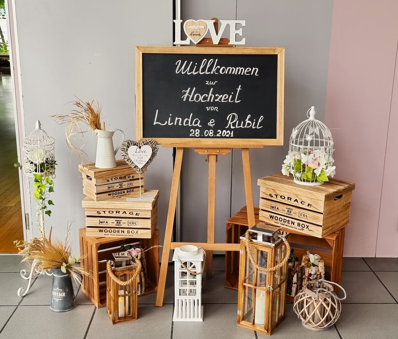 OA-EB03 Willkommensschild Vintage mit Kreidetafel #ONLINE-OFFERTE#