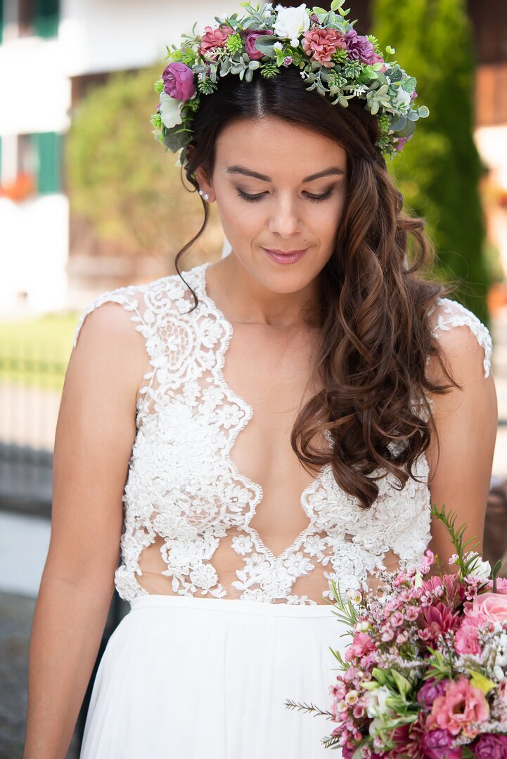 OA-BK04 Hochzeitskranz dunkel Rosa/Grün/Weiss #ONLINE-OFFERTE#
