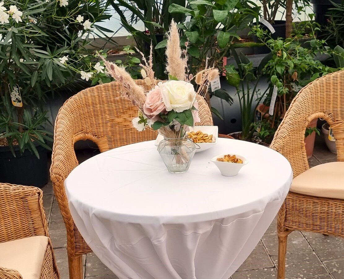 OA-AB04 kleine Glasvase mit Seidenblumen #ONLINE-OFFERTE#