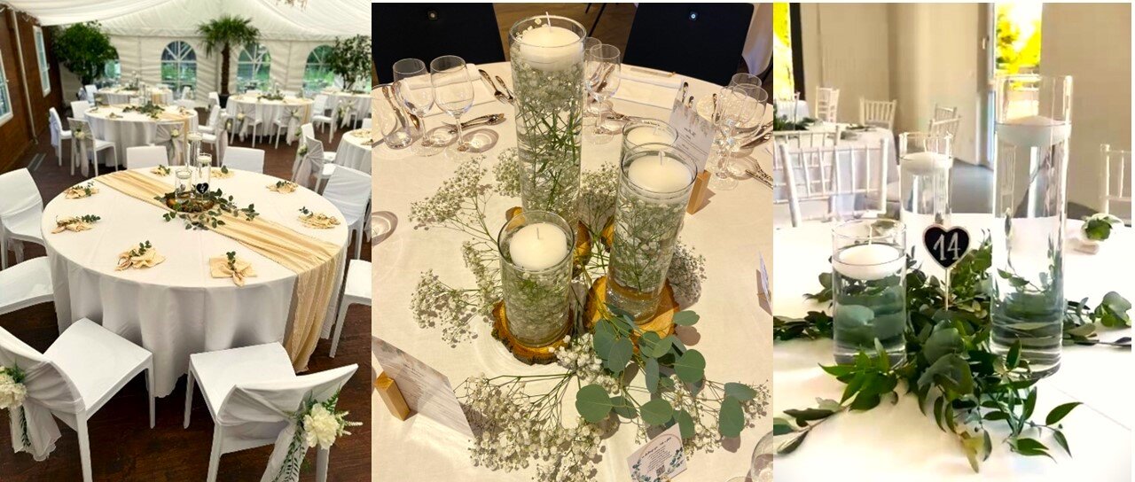 OA-TD04 Runde rustikale Tischdeko mit Blumen #ONLINE-OFFERTE#