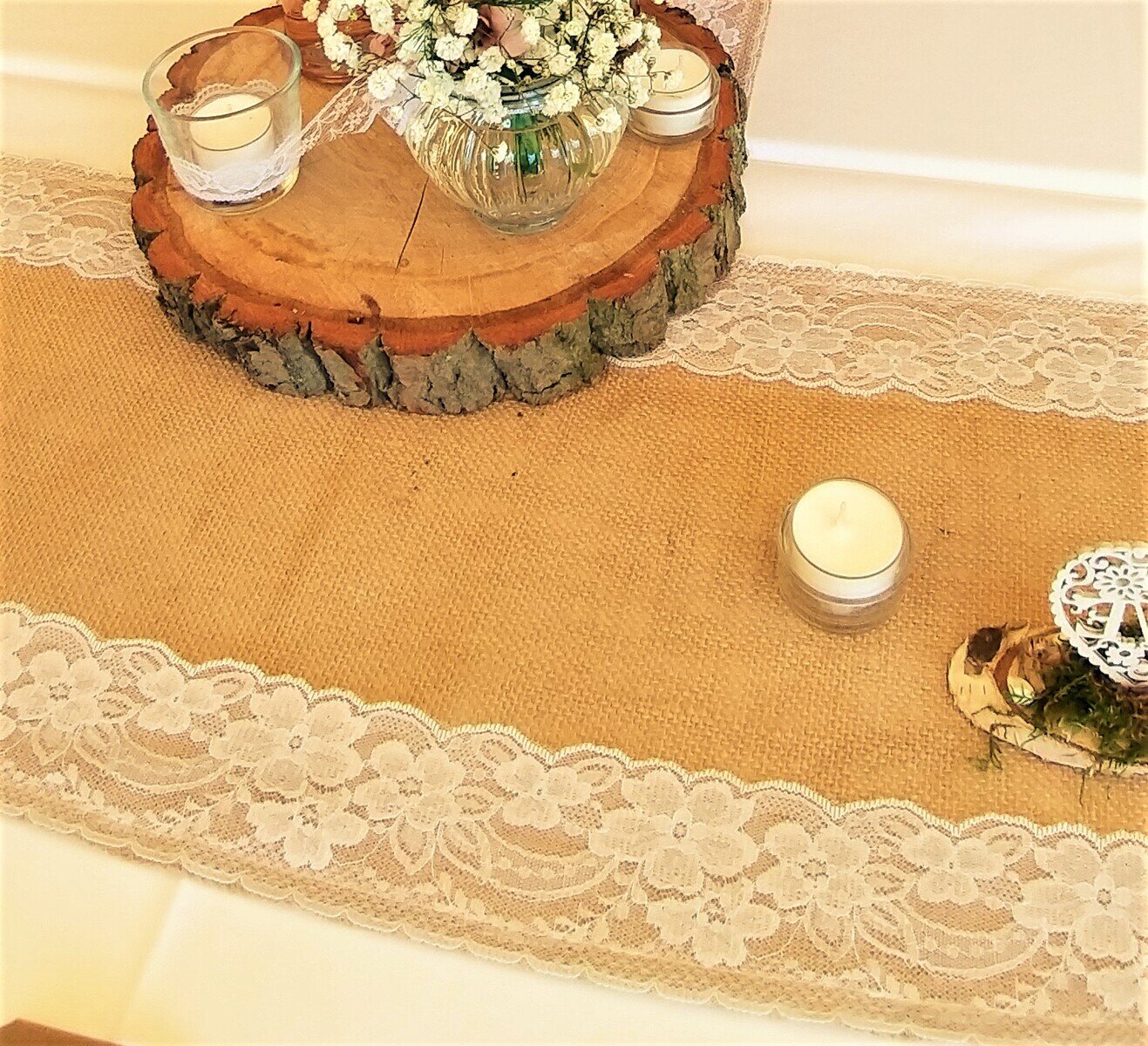 Vintage Tischläufer. Grösse: 30 x 275 cm #MIETE#