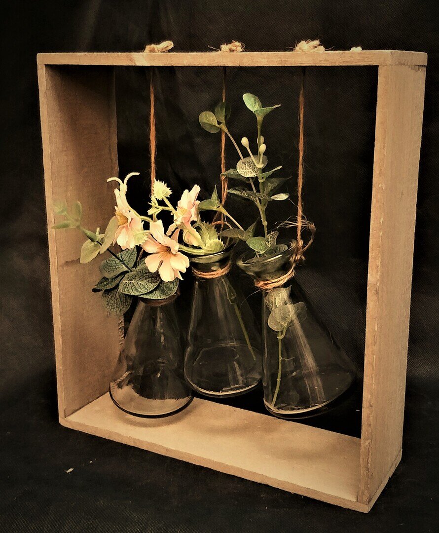 Vintage Holzrahmen mit Glasvasen Typ 2 #MIETE#