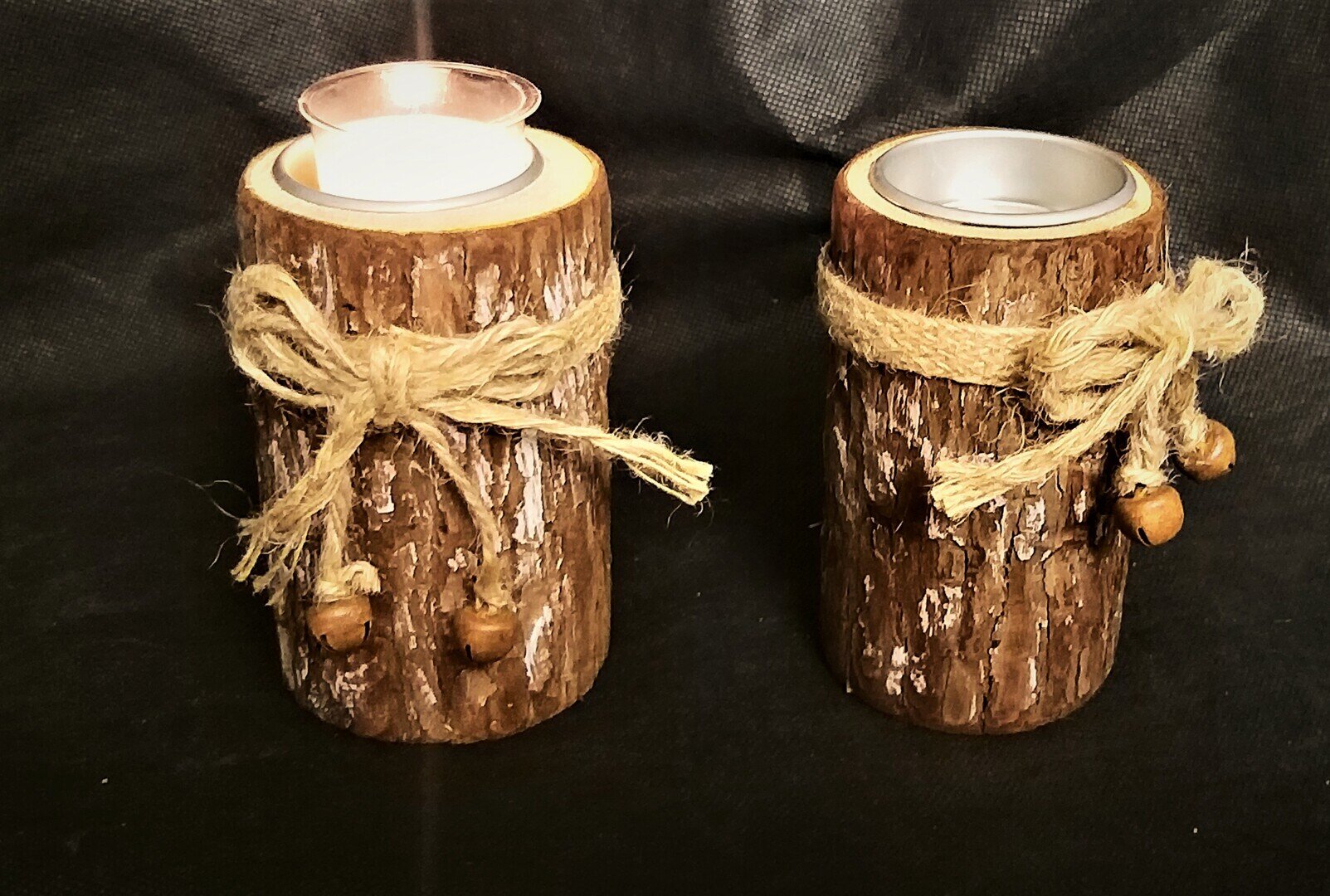 Vintage Teelichter in Holz-Zylnder